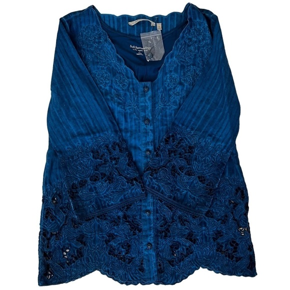 Soft Surroundings Blue Esme Tunic & Tank Top Size Small - Picture 6 of 8